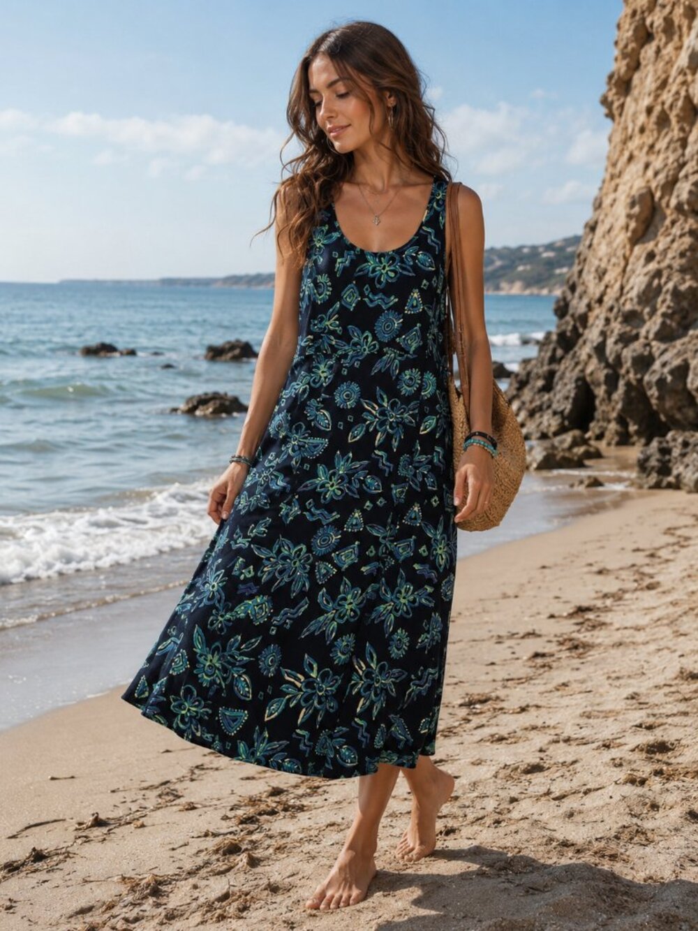 Vintage 80s Colorful Floral Print Dress